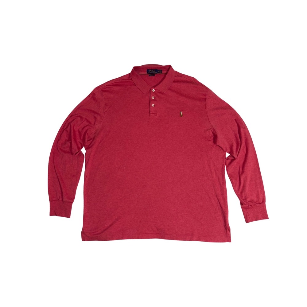 POLO RALPH LAUREN Long Sleeve Polo Mens XL Red Classic Fit Cotton Flesh Pony